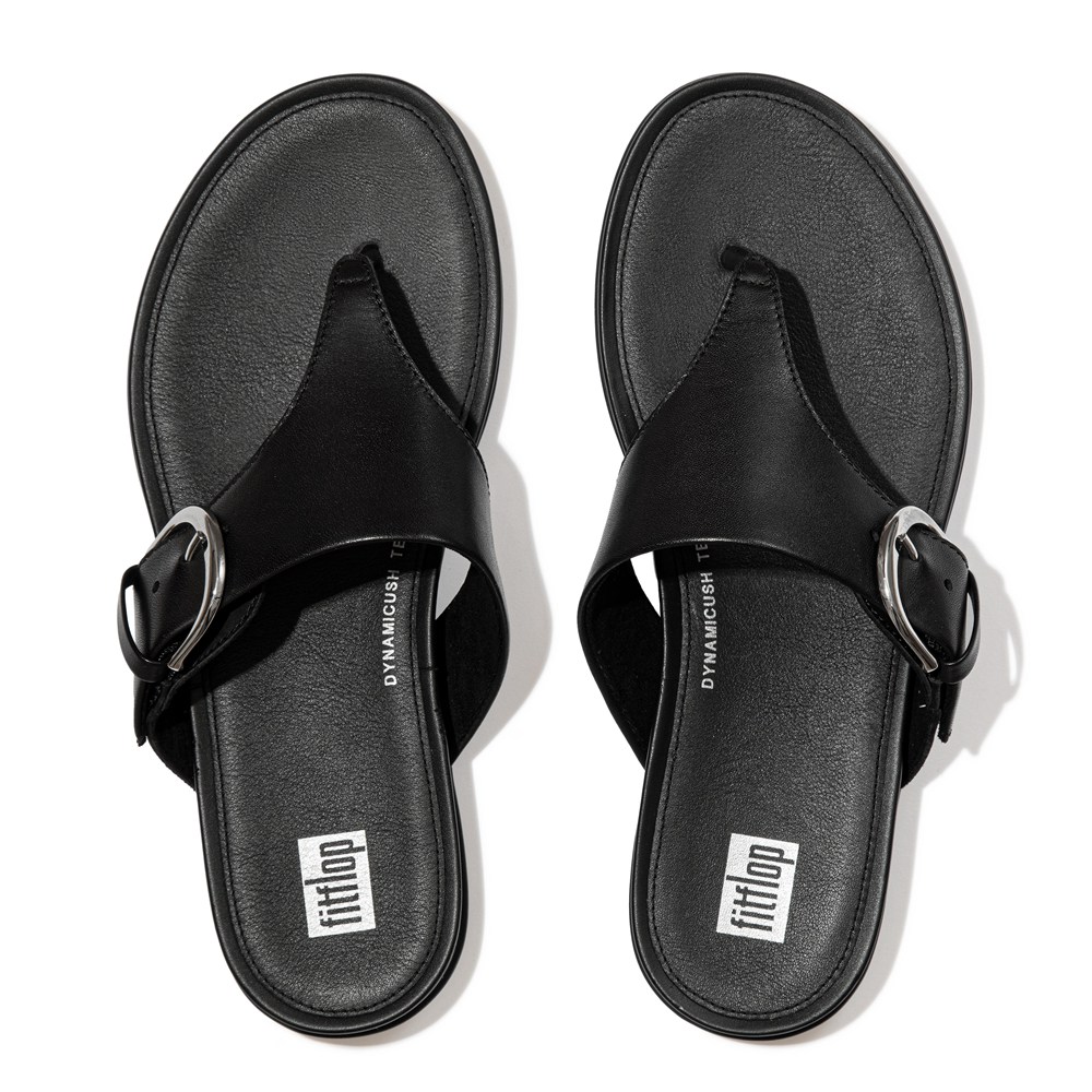 Fitflop Womens Sandals Black - Gracie Buckle Leather Toe-post - AT8359067